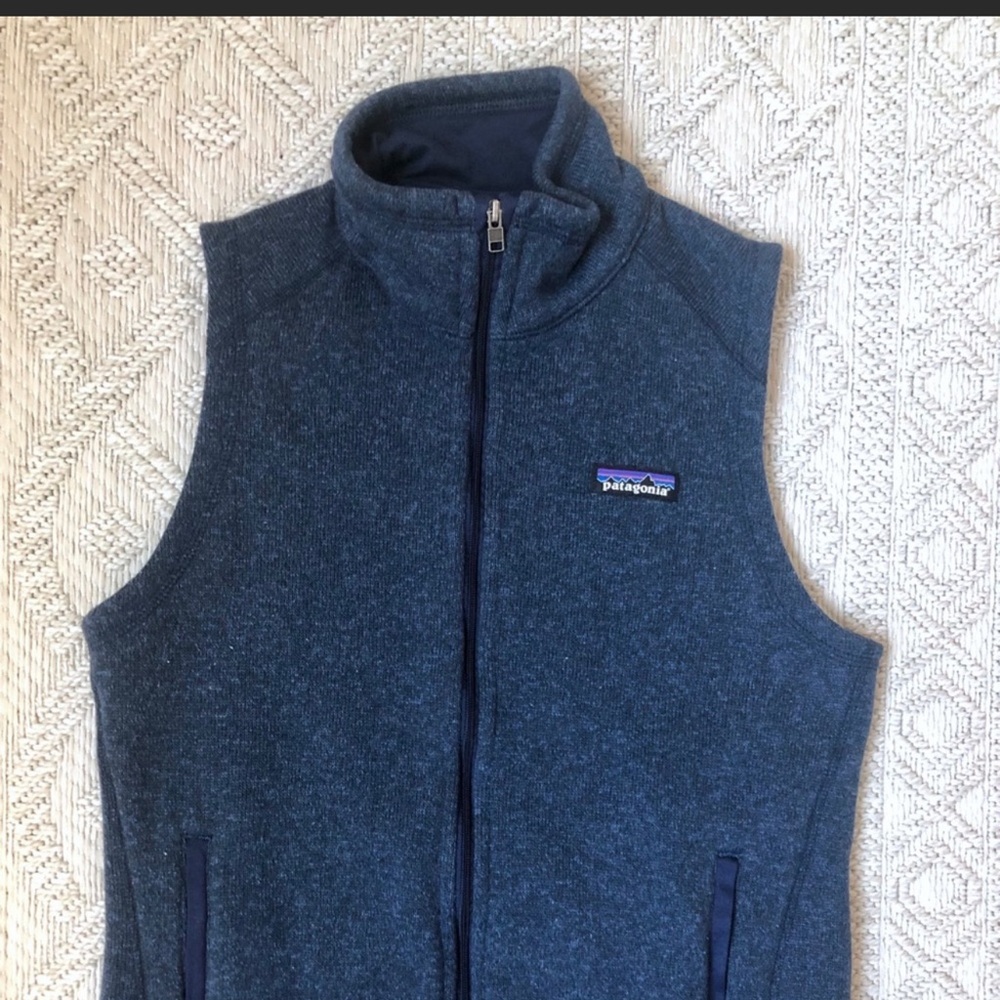 navy blue patagonia better sweater vest
